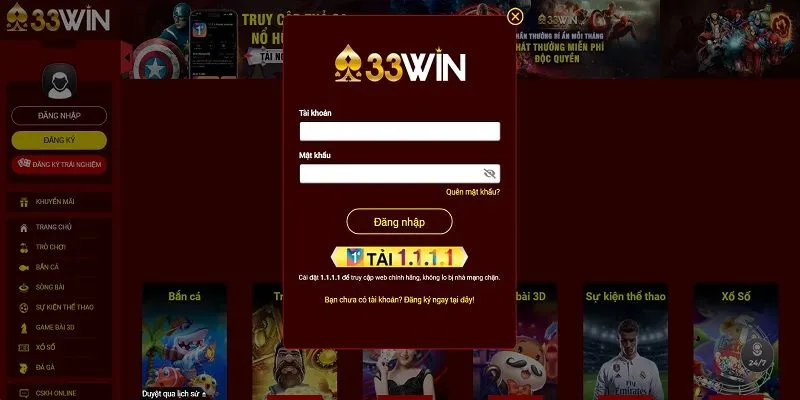 Đăng nhập 33WIN thông qua website cực kỳ an toàn
